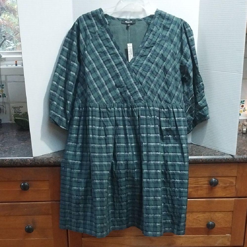 Madewell Green and Blue Plaid Dress....SIZE M
